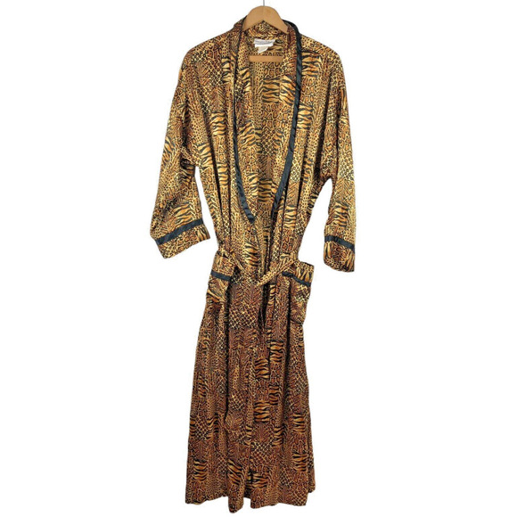 Georgette Trabolsi Neiman Marcus Robe Silky Leopard Animal Print Large Vintage - Picture 1 of 11